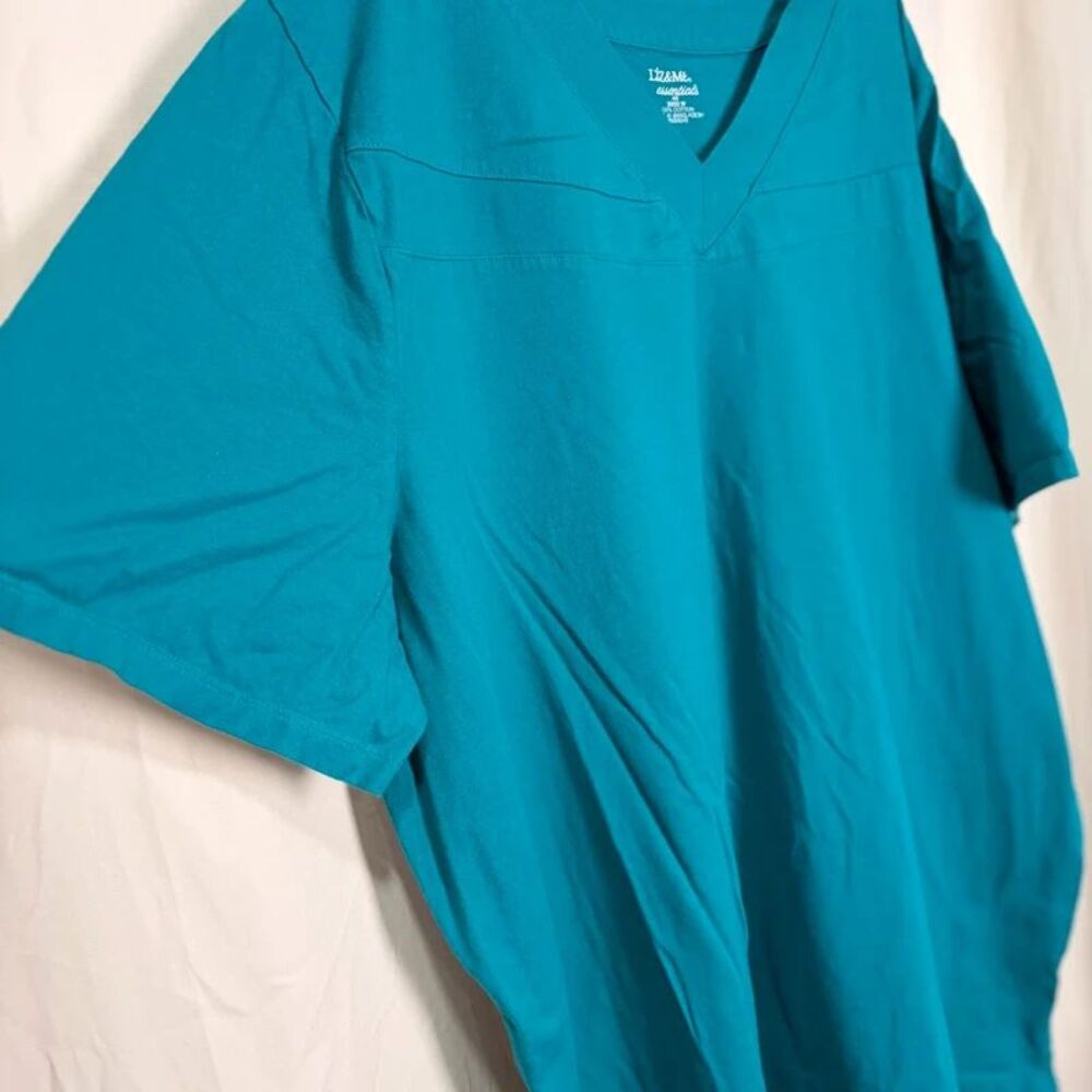 Liz & Me Essentials Plus Size 4X Teal Blue V-Neck Short Sleeve T-Shirt Top